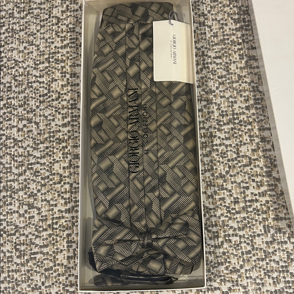 Giorgio Armani Black and Gray Geometric Tie
